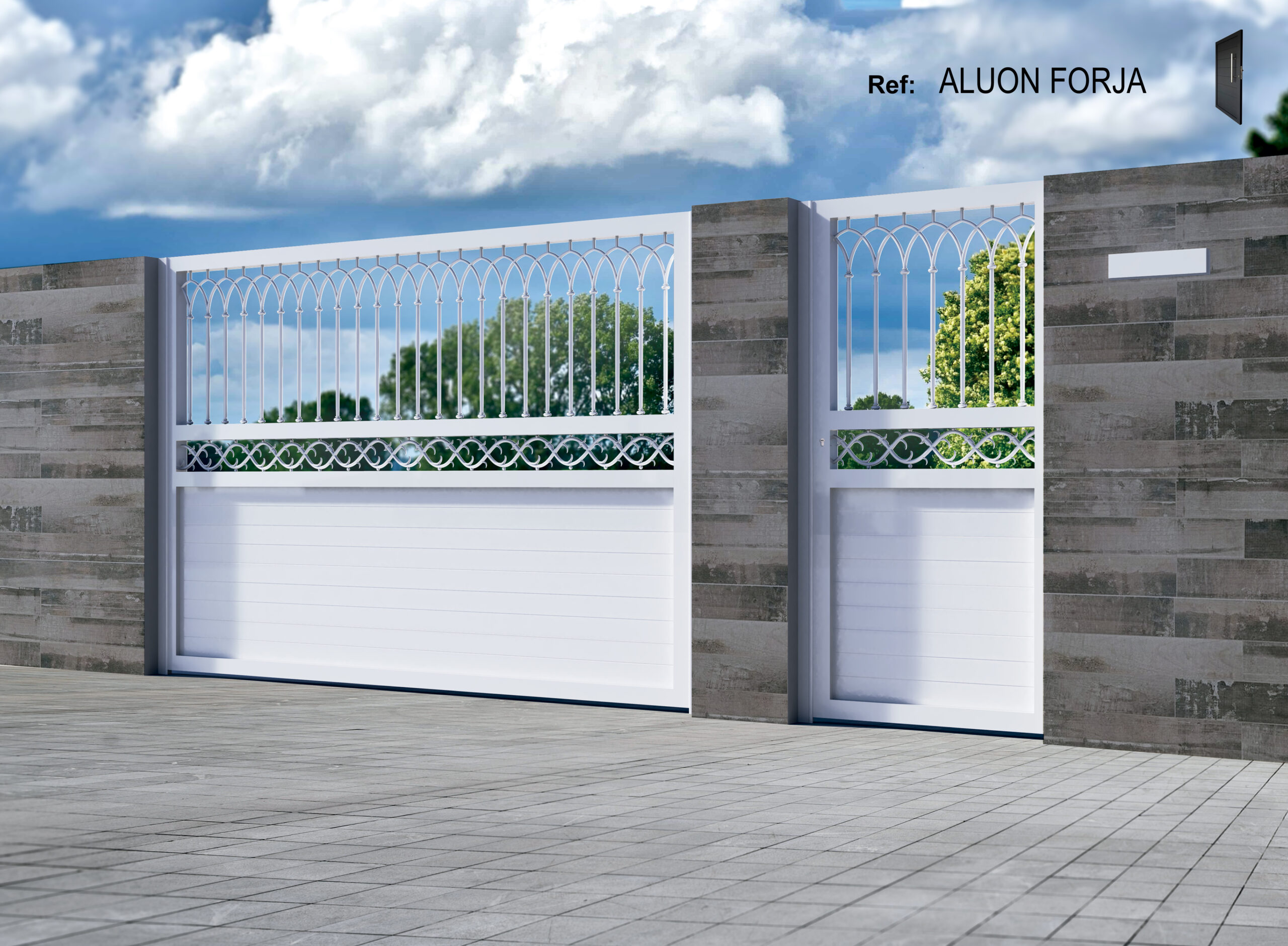 Puerta corredera aluminio soldado Modelo Forja