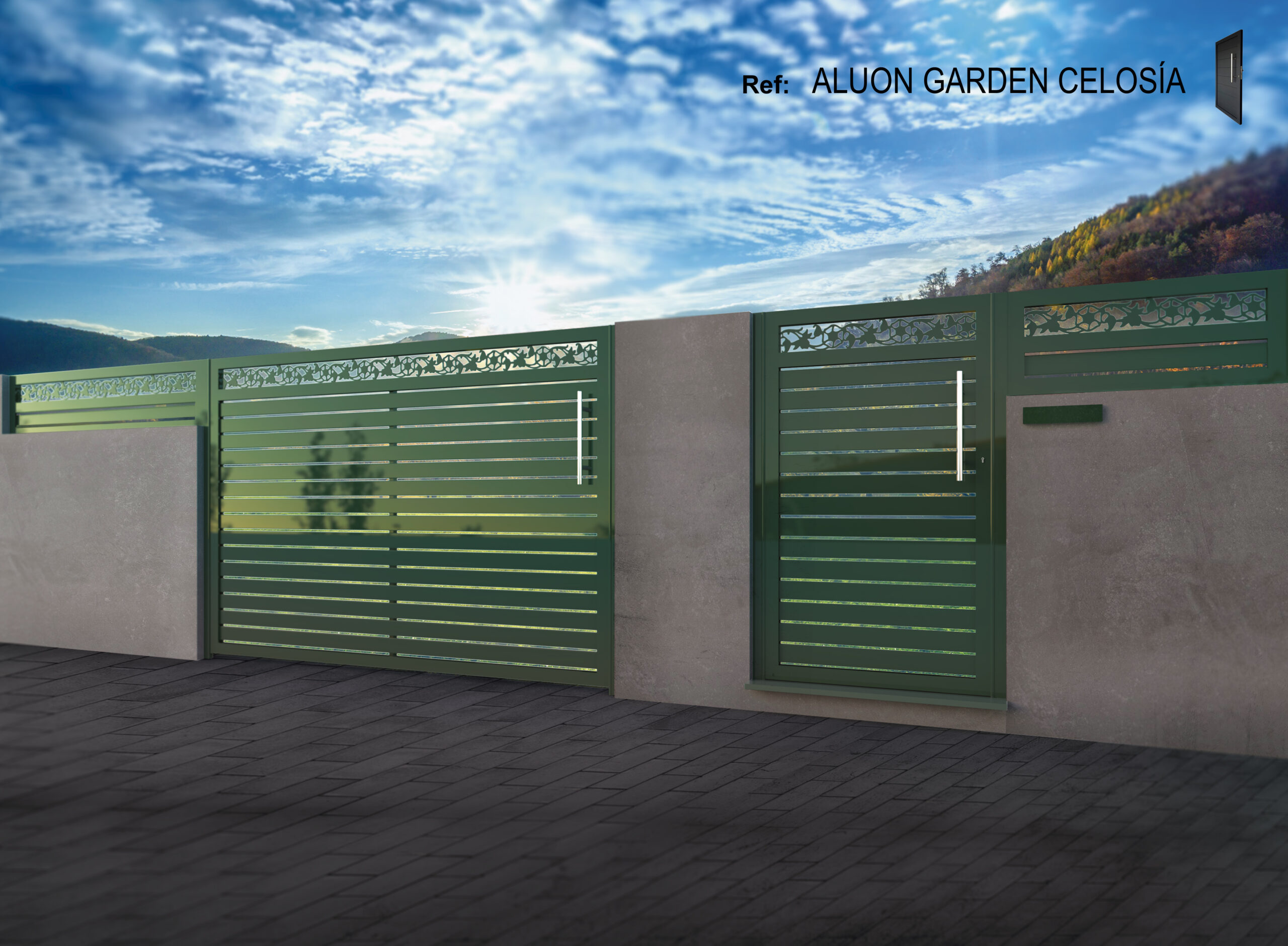 Puerta corredera aluminio soldado Modelo Garden Celosía