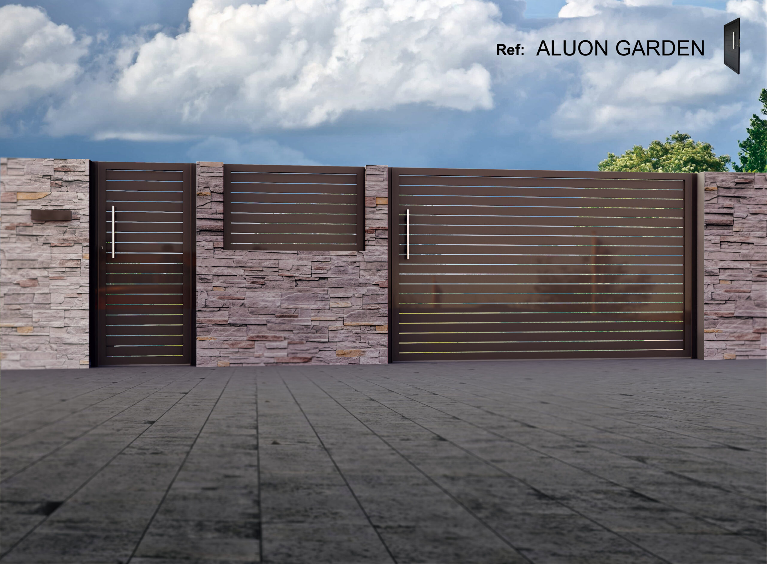 Puerta corredera aluminio soldado Modelo Garden
